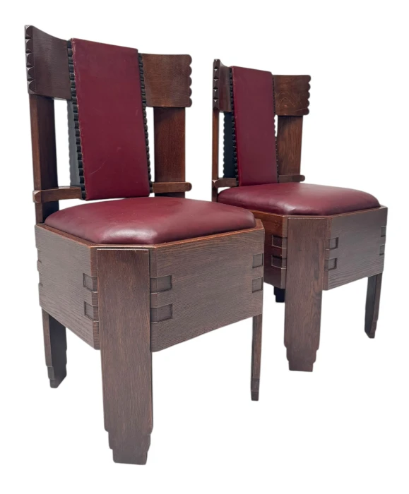 Two Art Deco Amsterdamse School Side Chairs Eibink & Snellebrand Style, 1920s